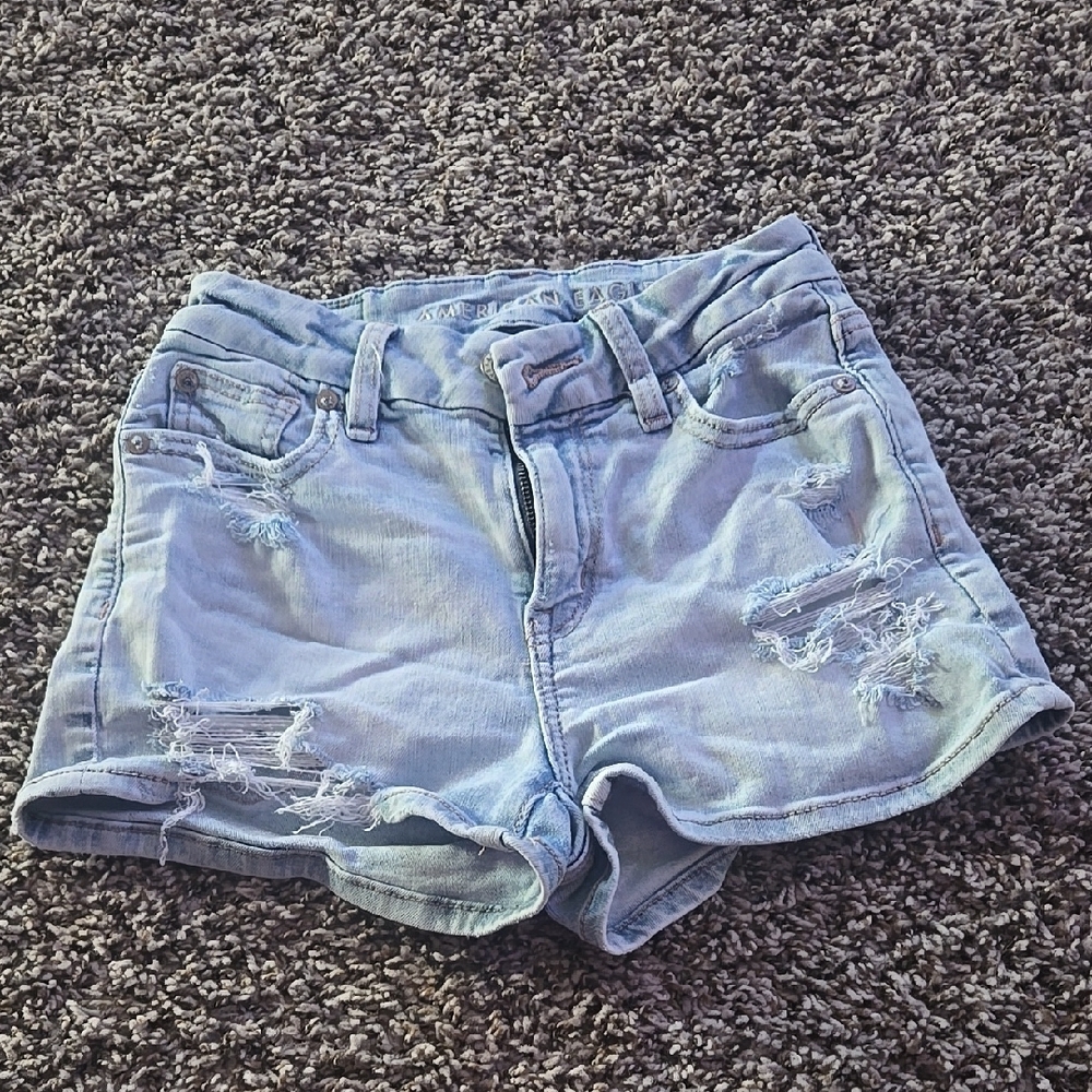 AE Next Level Stretch Distressed Denim Shorts